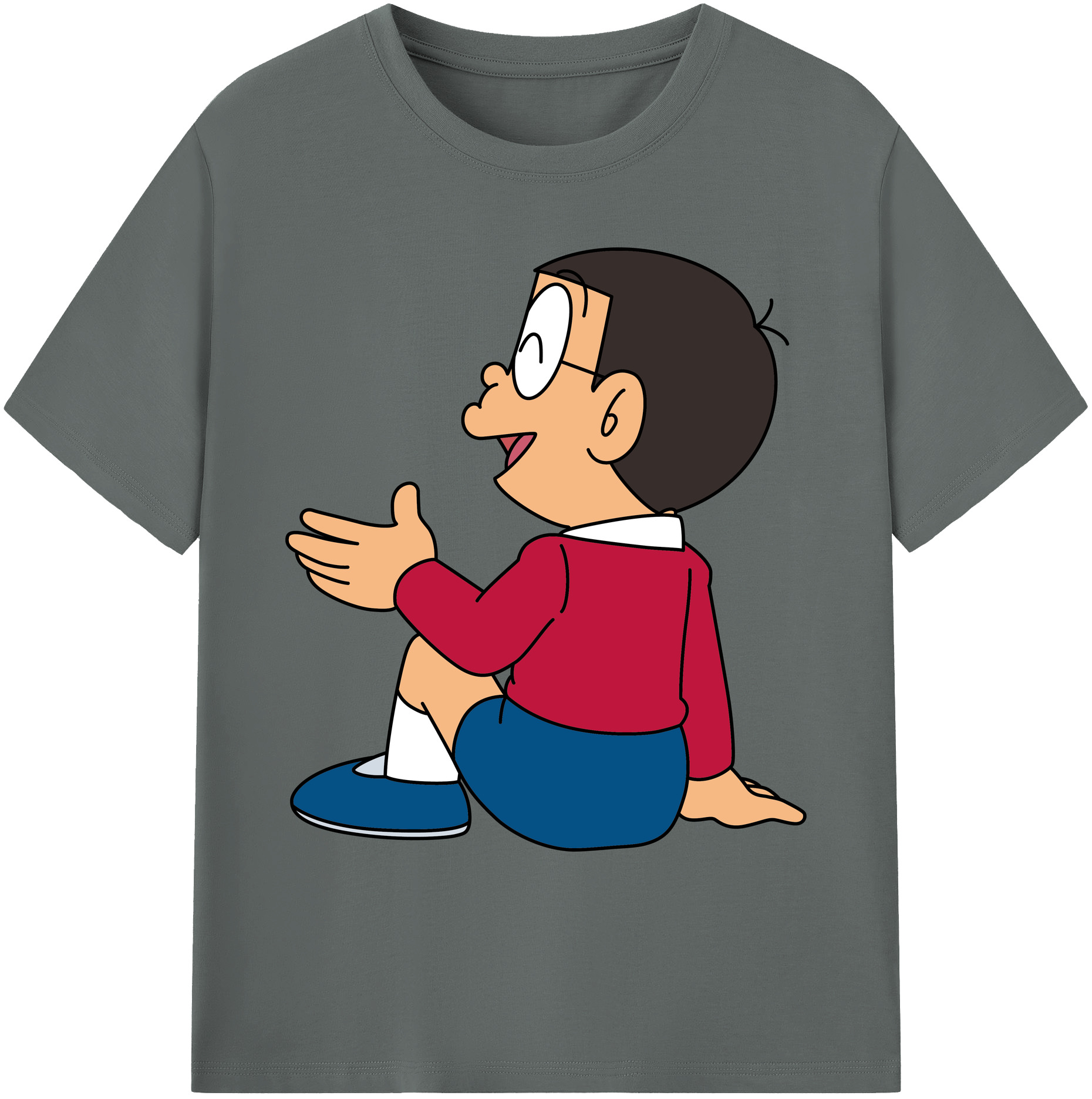（画像用） ドラえもん 野比 のび太 Doraemon Nobita Nobi 綿100％ メンズ半袖Tシャツ｜肌触りやわらか＆通気性